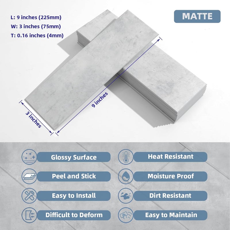 Tilingview 30 PCS Peel and Stick Backsplash Tile for Kitchen/Bathroom/Living Room, 3"x 9" Self-Adhesive Subway Tile for Backsplash, Imitation Glazed Tiles/Handmade Tiles (Matte Light Gray) - Image 4